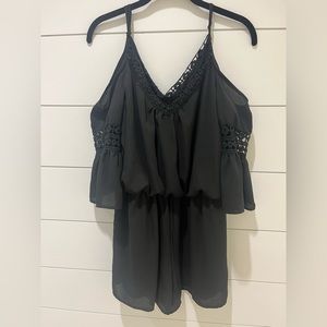 Black Romper with Cinch Waist